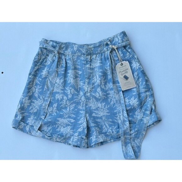 Zara Womens Blue Printed Belted Cuffed Printed Lyocell Shorts Size 4 US - Picture 7 of 8